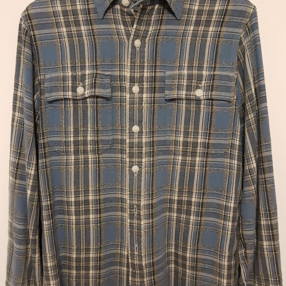 MENS POLO RALPH LAUREN CLASSIC BLUE PLAID 2-Pocket Flannel Long Sleeve Shirt - Picture 1 of 2